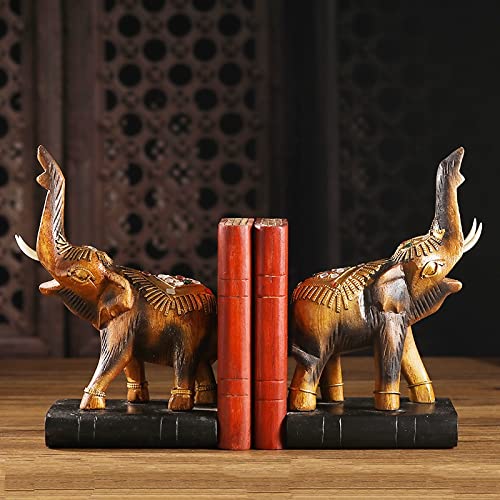 Amazon.co.jp: 棚用ブックエンド 木彫り 象 ブックスタンド ブック